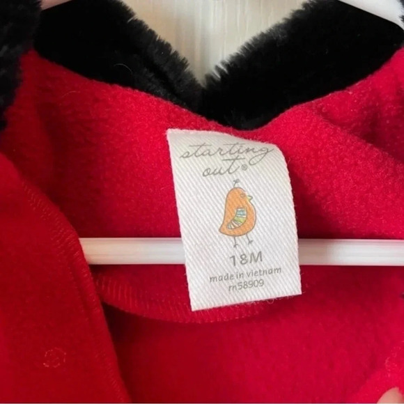 Staring Out  18M red Peacoat with red roses cozy and warm Christmas Holiday - Picture 2 of 4